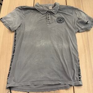 Gray y2k affliction polo shirt